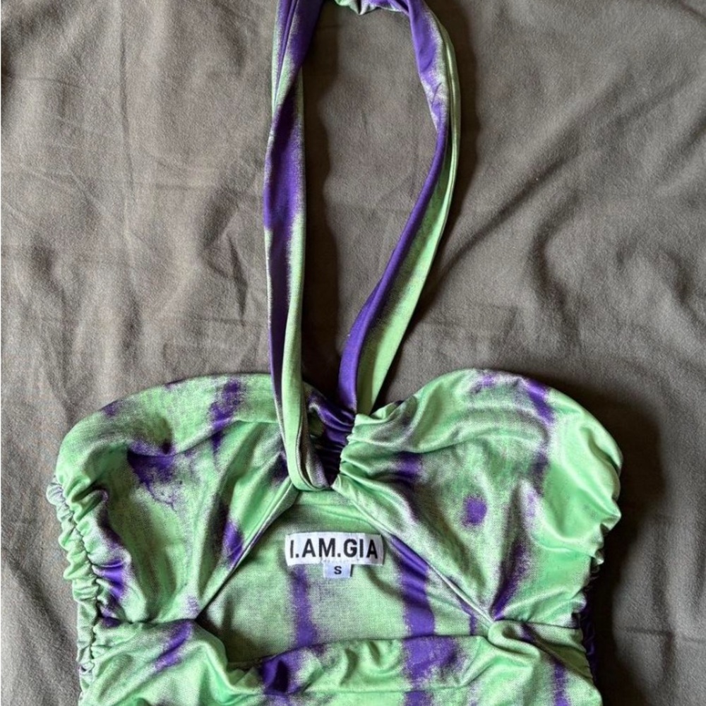 I.AM.GIA Halter Top in Green and Purple